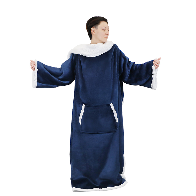 Sherpa Fleece TV Sweatshirt Wearable Hoodie Blanket With Sleeves
