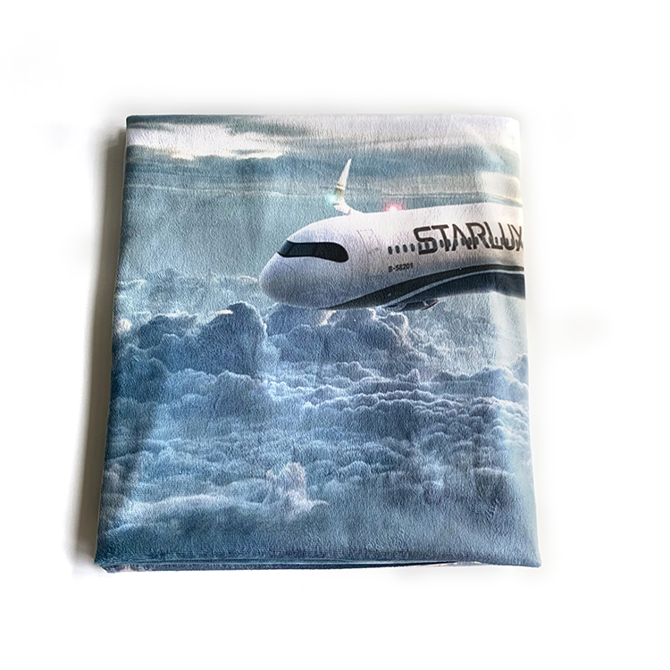 Polyester Lufthansa Navy Blue Minky Fleece Delta sublimation Blanket