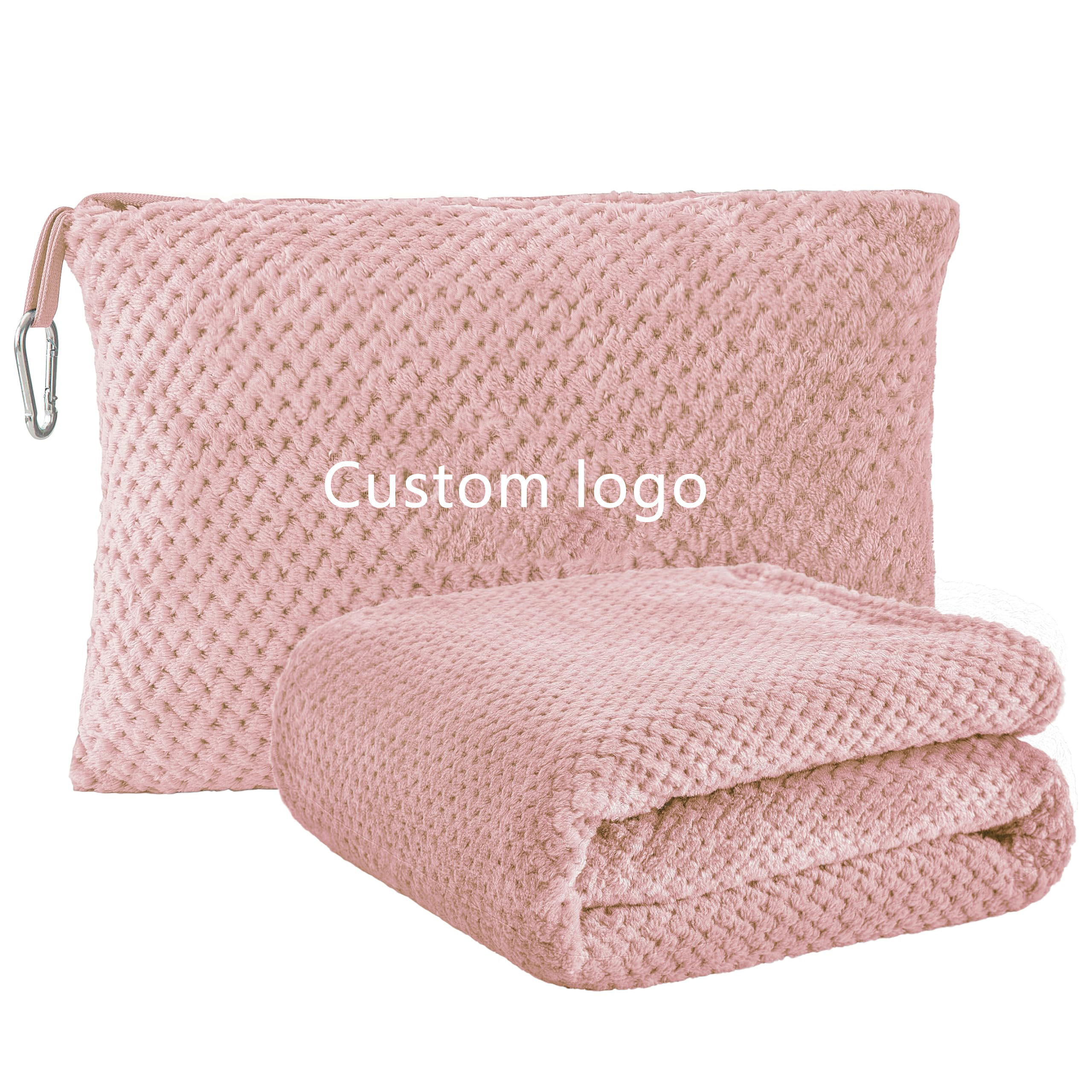 Travel Blanket Airplane Compact with Bag Portable and Packable pillow 2 in 1 Jacquard Travel Pillow and Blanket Set