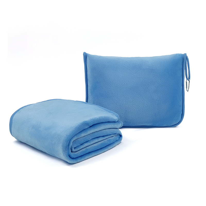 Travel Blanket and Pillow Premium Soft 2 in 1 Airplane Blanket with Soft Bag Pillowcase Hand Luggage Sleeve and Backpack Clip