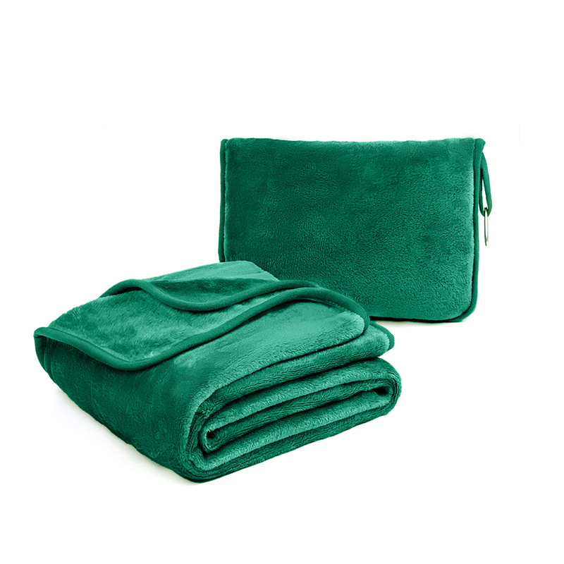 Travel Blanket and Pillow with Washable Soft Cover Premium Soft Airplane Blanket with Zippered Pouch and Hand Luggage Strap