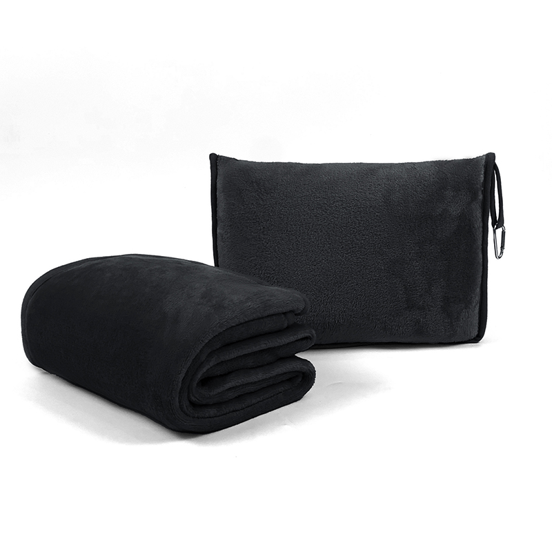 2-in-1 Combo Set Travel Blanket Pillow Shawl Compact Packable Travelers Gift Accessories Luggage Backpack Strap Soft Airplane Blanket 