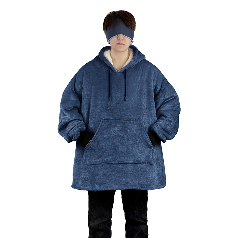 Custom Print Design Wearable Sherpa Blanket Super Soft and Warm TV Hoodie and double side thick flannel blanket hoodie