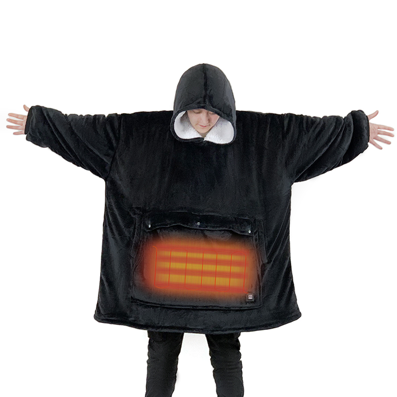 Original Factory USB Safety Charging Sweatshirt Unisex Cozy Warm Soft Heated Electric Wearable Hooded Blanket Hoodie for Winter