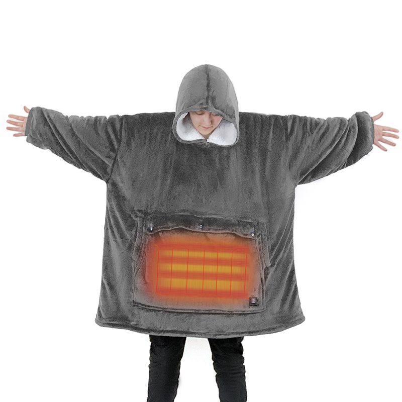 Heated Wearable Blanket Warm and Cozy Hoodie Sweatshirt Leisure Wear Large Pocket Throw Blanket For Adult