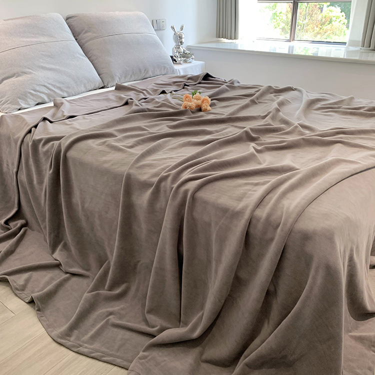 Bedding Fleece Blanket Queen Size Grey 300gsm 120*120 Inches Super Soft Cozy Anti-pilling Seamless Spandex Huge Big Blanket