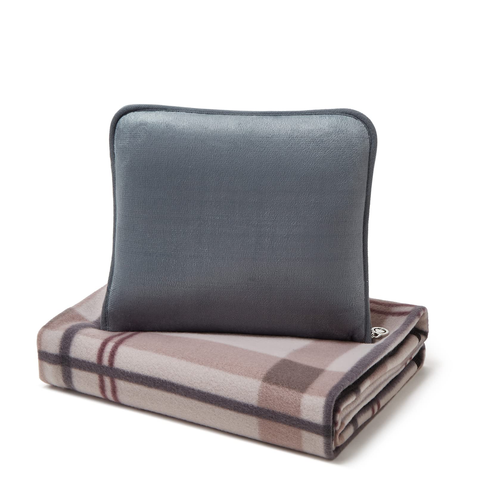 Custom Logo Portable  Polar Fleece Double Side Folded 2 In 1 Pillow Blanket With Zipper For Office Travel Airplane
