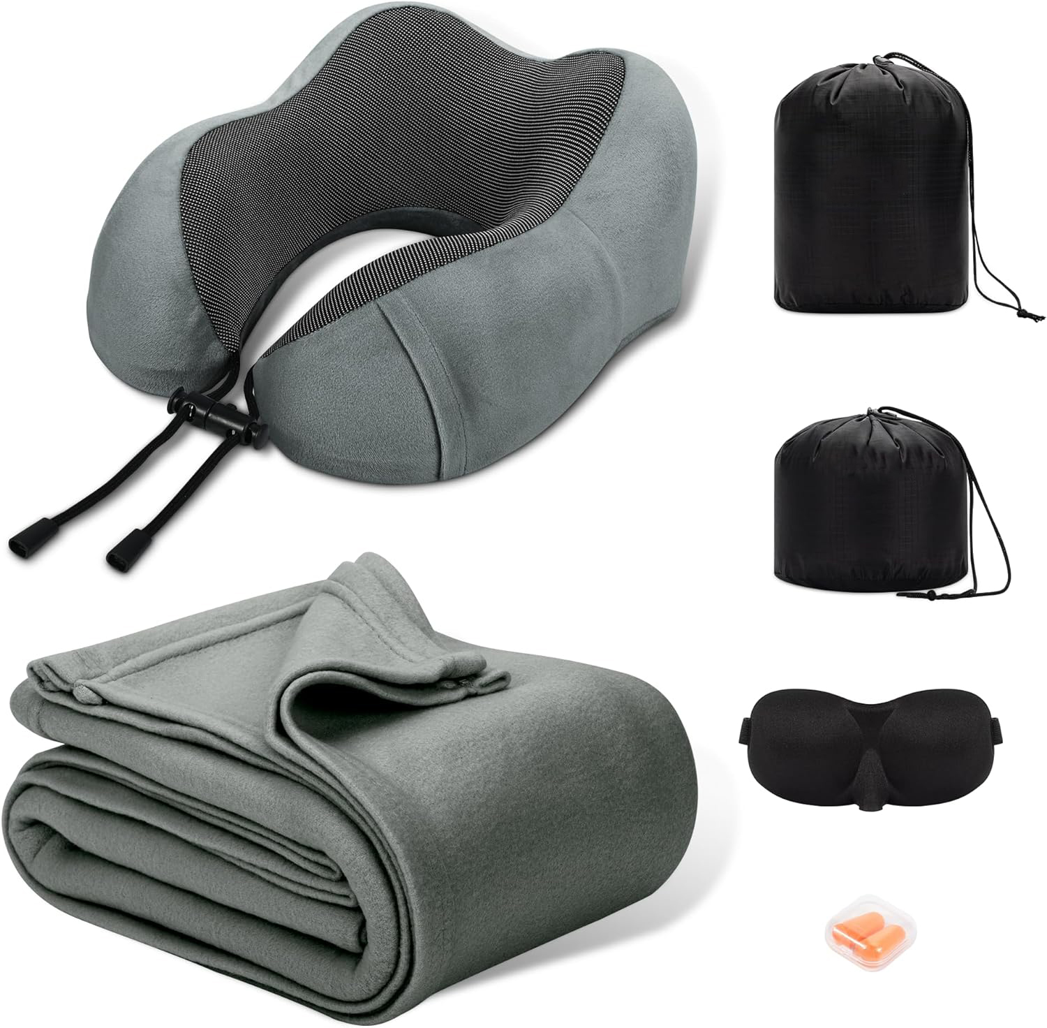 Custom embroidery neck pillow airplane throw fleece blanket compact travel pillow and blanket set
